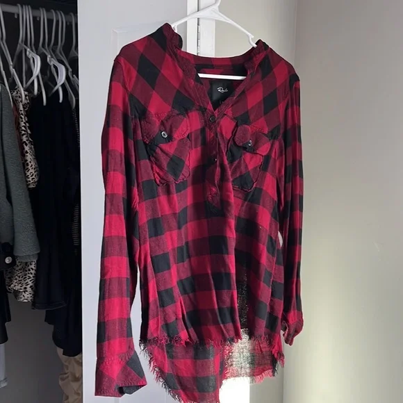 Rails Revolve Red Flannel Half-Button Up, worn once - Picture 2 of 5